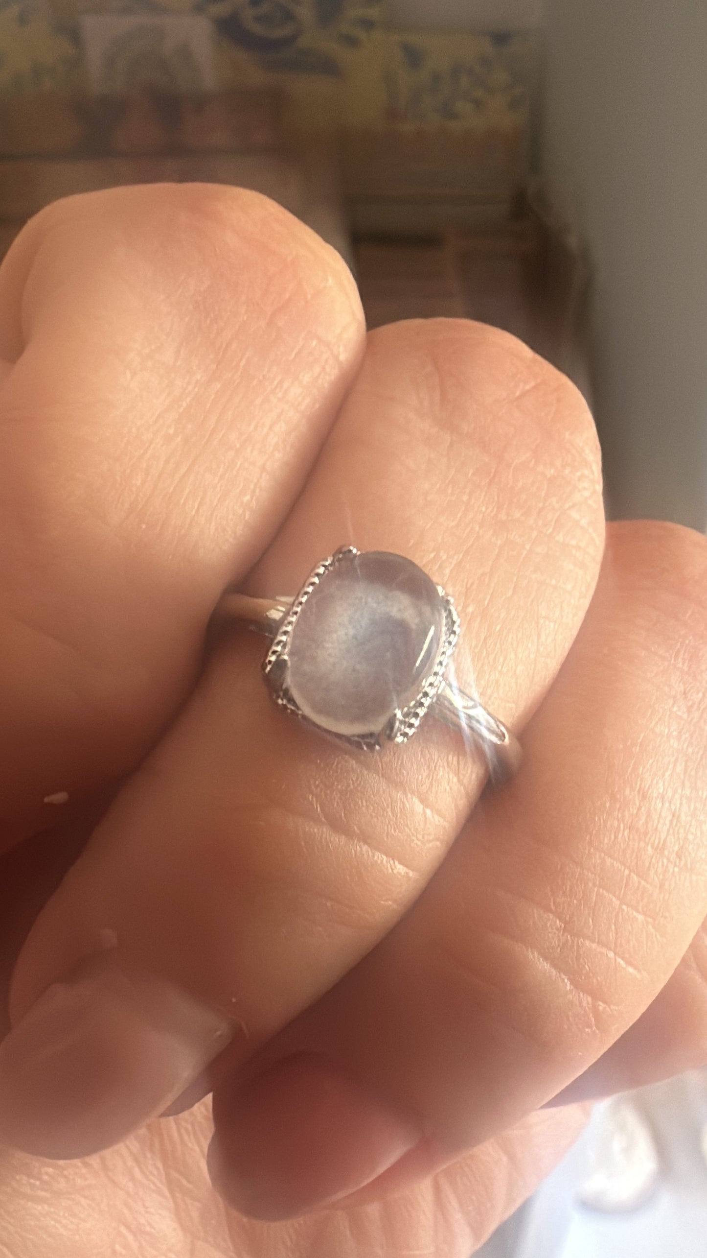 Anello in Pietra di Luna Acciaio inossidabile