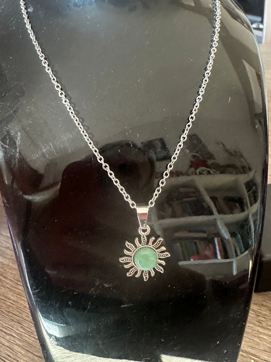 Collana Sole in Avventurina in acciaio inossidabile