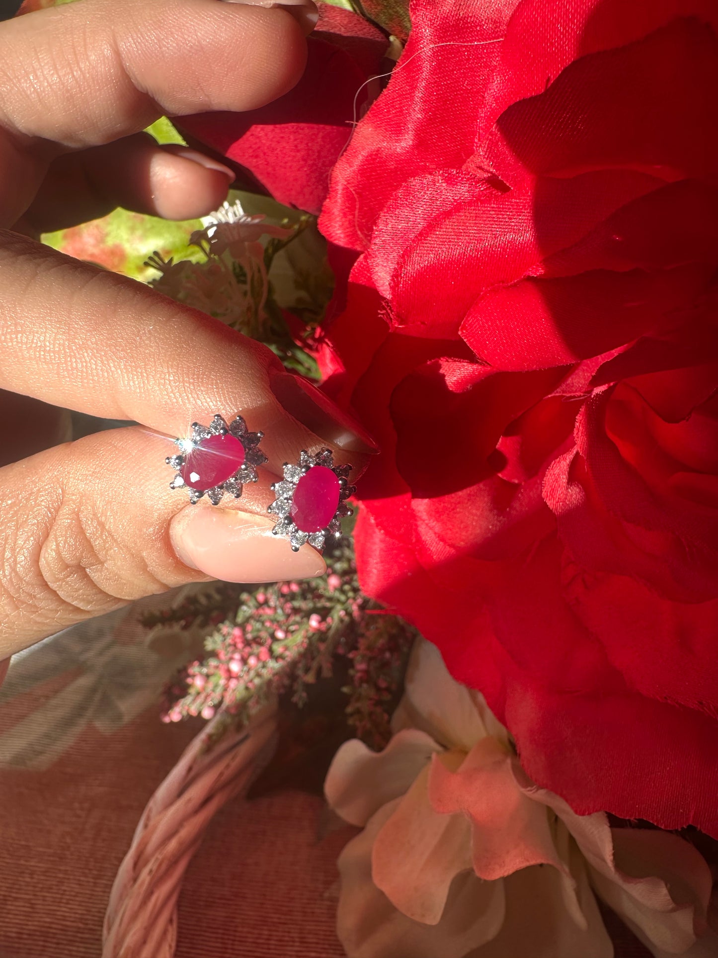 ORECCHINI RUBINO ROSSO (argento 925)