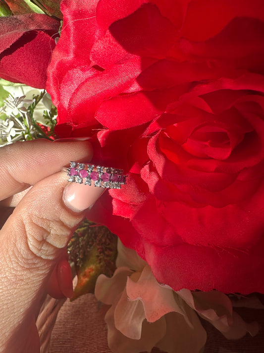 ANELLO RUBINO ROSSO A FASCIA REGOLABILE(argento 925)