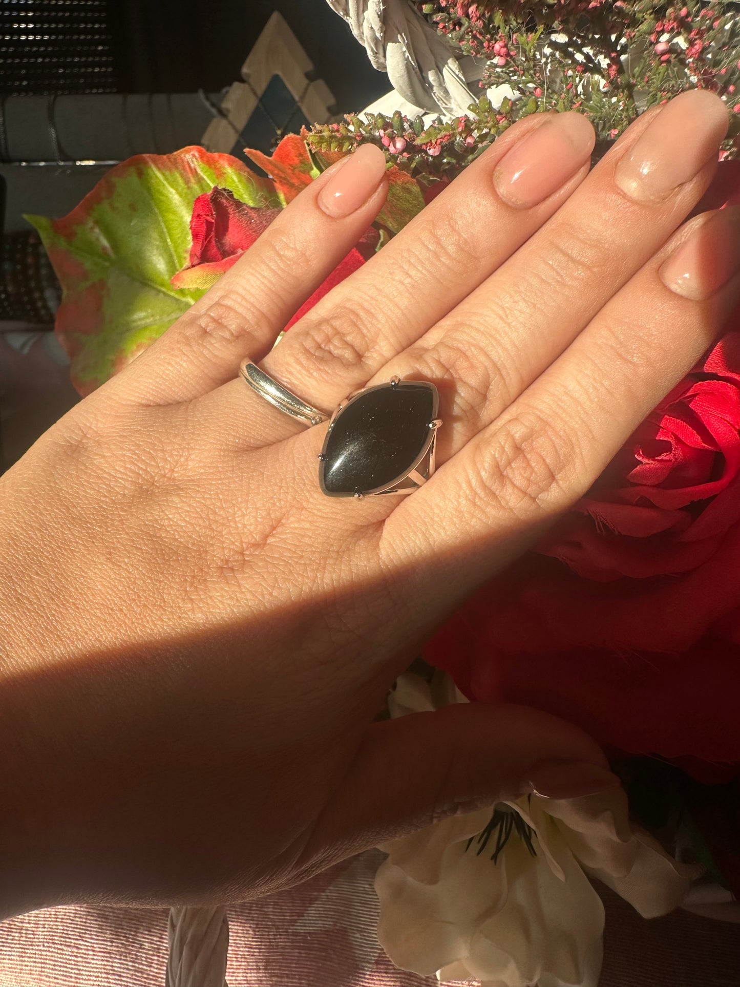 Anello in Ossidiana e acciaio inossidabile