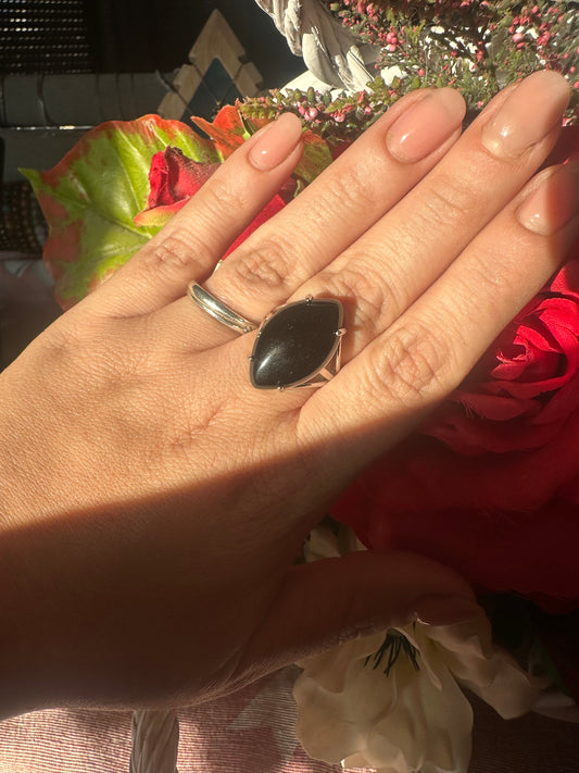 Anello in Ossidiana e acciaio inossidabile