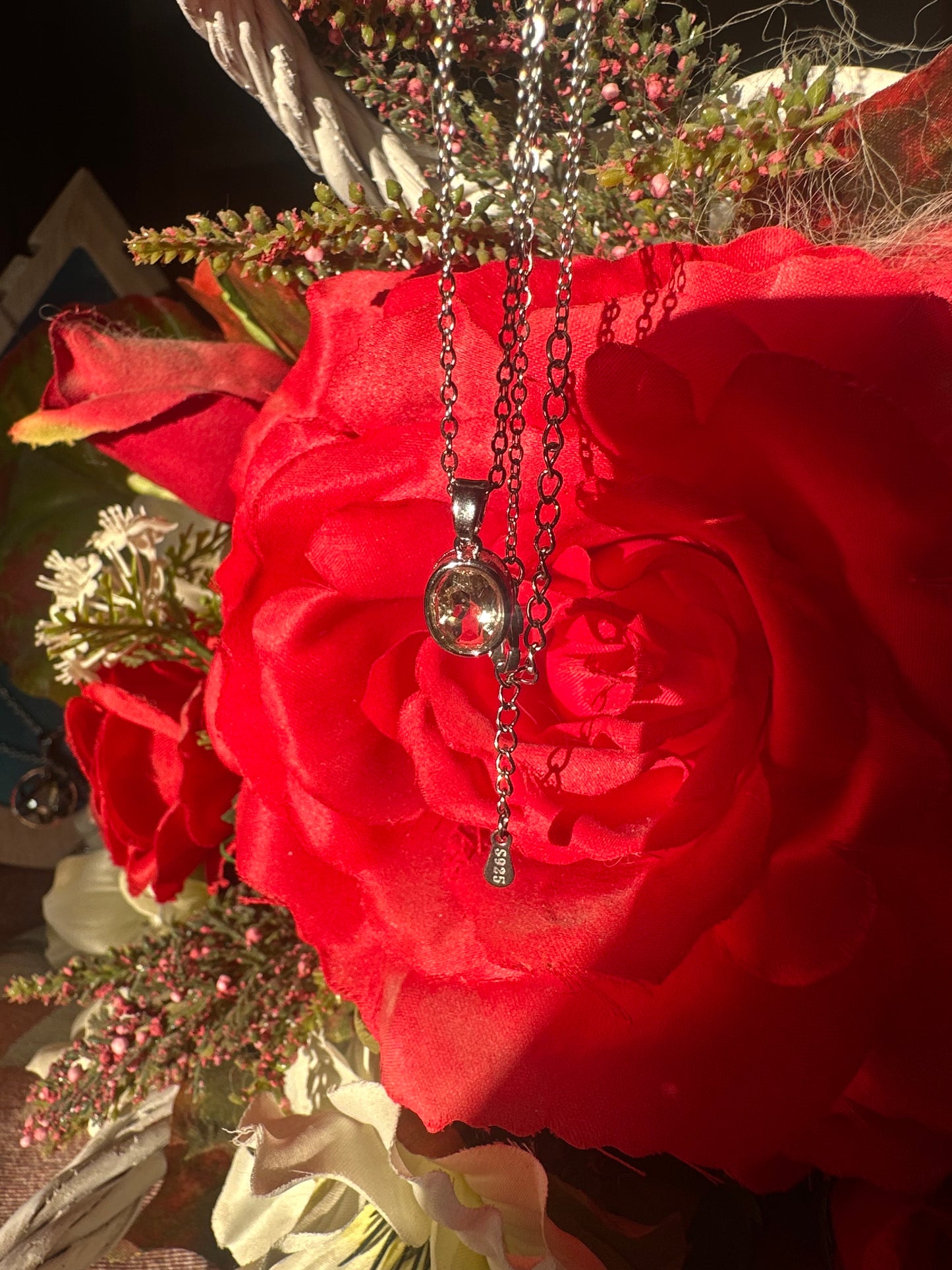 Ciondolo di Quarzo Citrino e collana in acciaio inossidabile