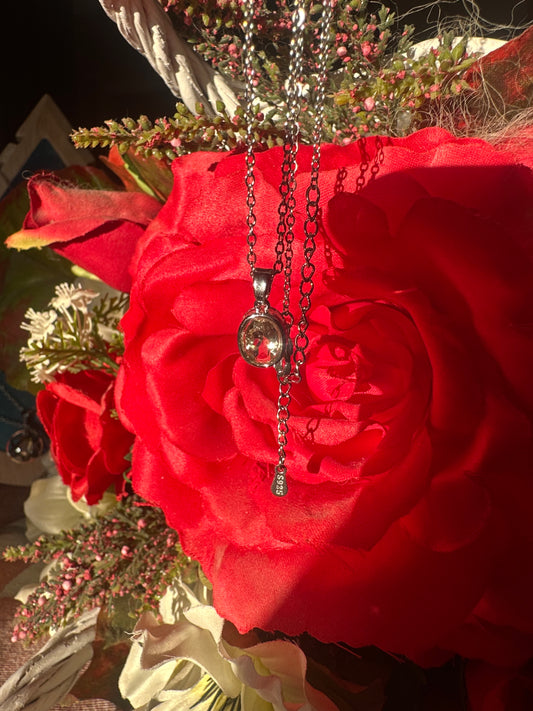 Ciondolo di Quarzo Citrino e collana in acciaio inossidabile