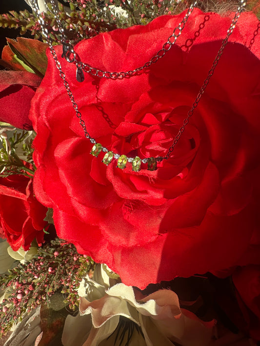Peridoto Naturale (argento 925) e collana in acciaio inossidabile