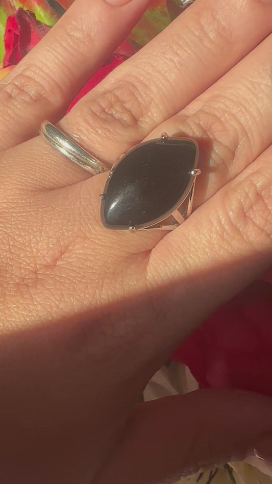 Anello in Ossidiana e acciaio inossidabile