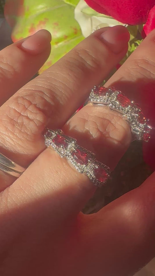 Anello Granato Rosso ( Argento 925)